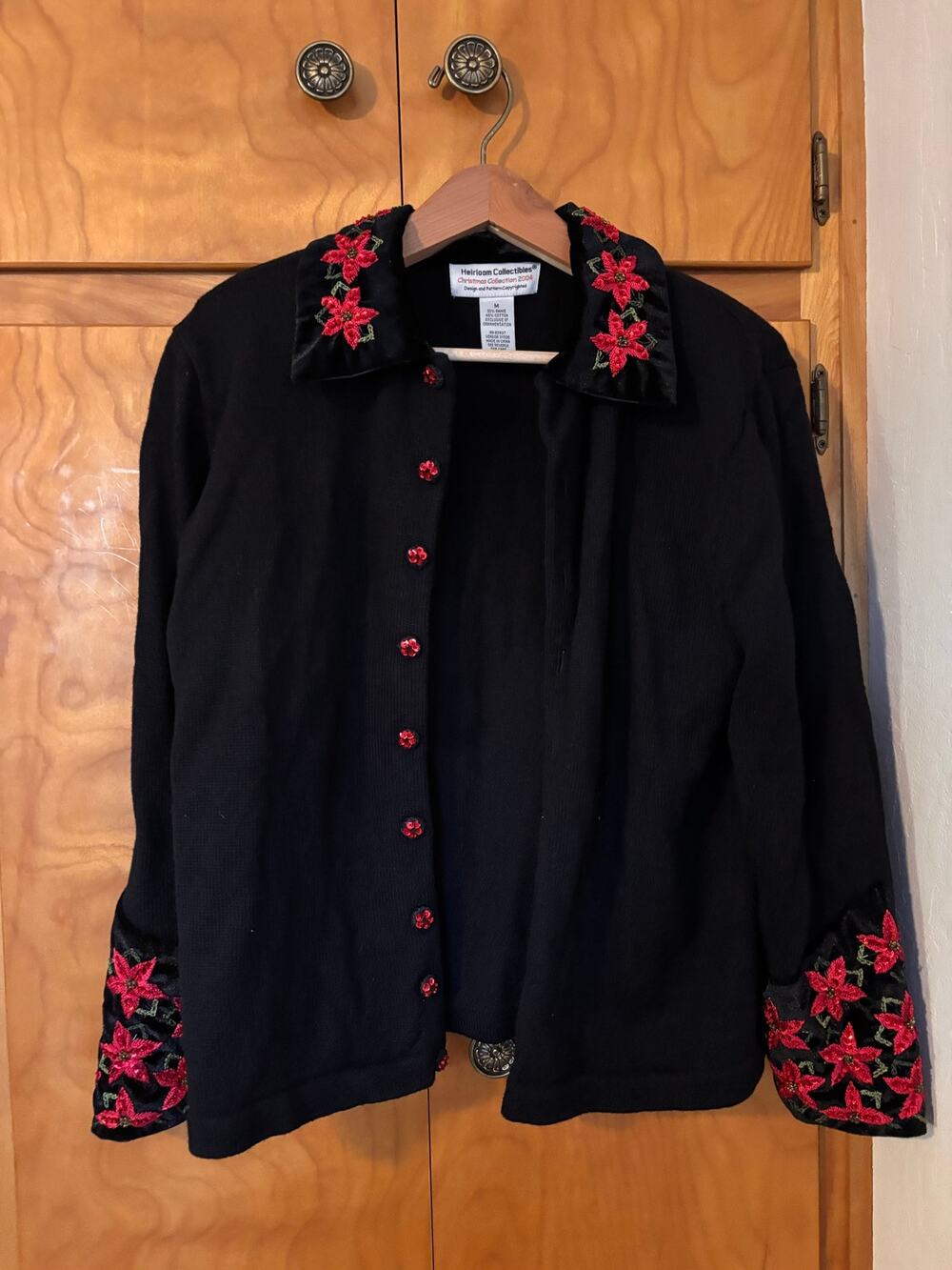 Vintage 2004 Heirloom Collectibles Poinsettia Cardigan – Medium